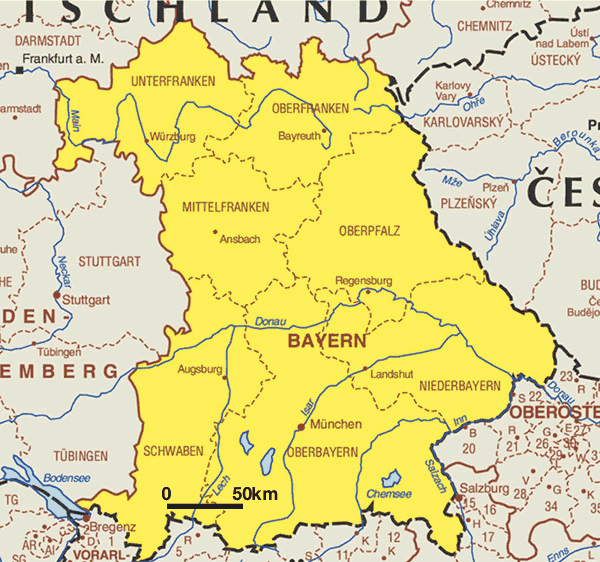 Karte Bayern