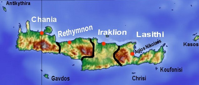 Politische Karte Kreta