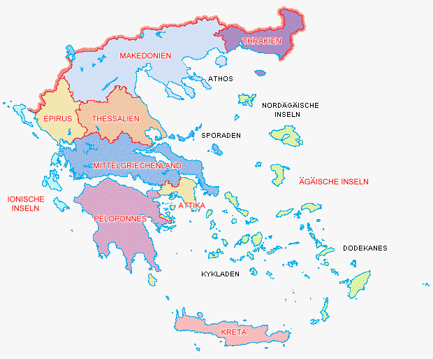 Karte Regionen Giechenland