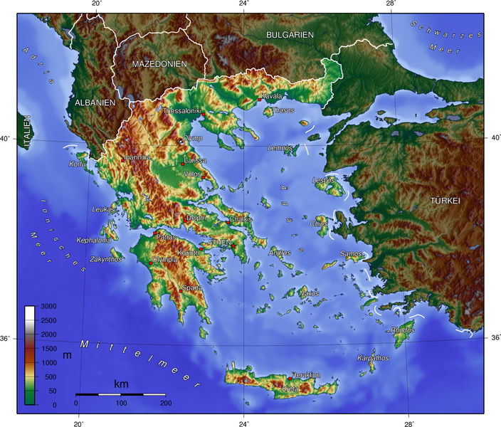 Topografische Karte Giechenland