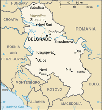 Karte von Serbien